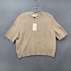 Universal Thread Sweater Womens Small Tan Beige Short Sleeve Crew Neck